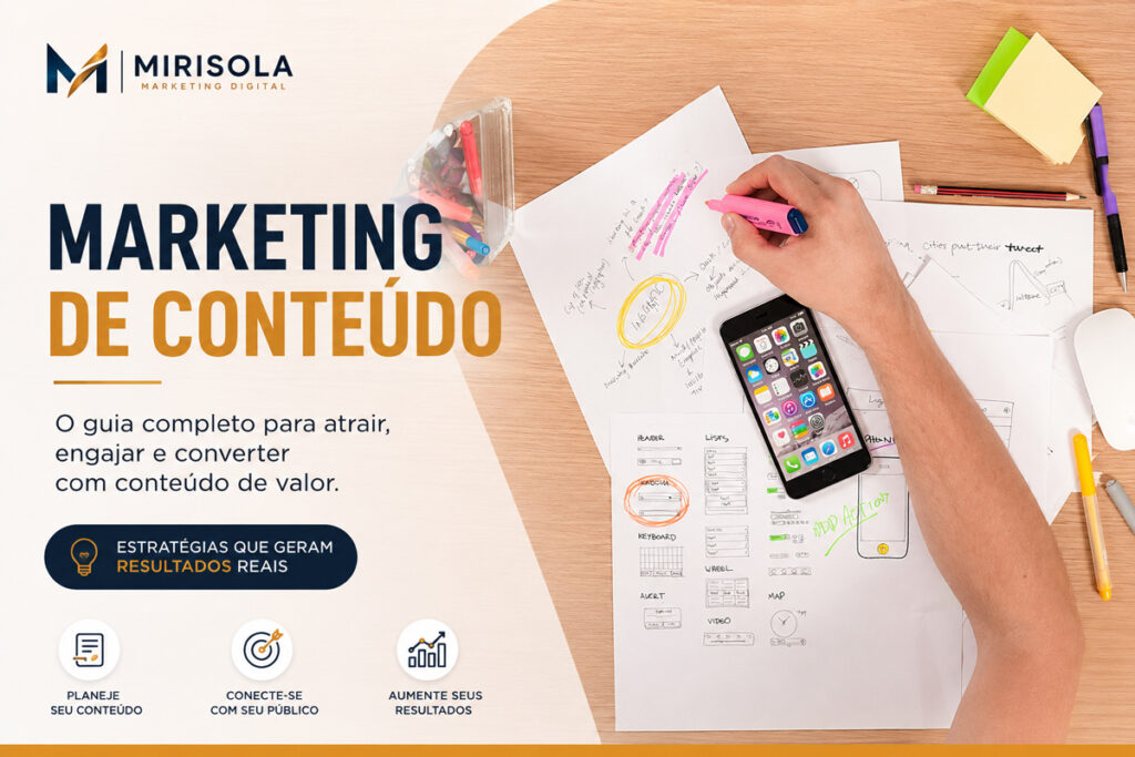 Analista da Mirisola Marketing Digital planejando o Marketing de Conteúdo