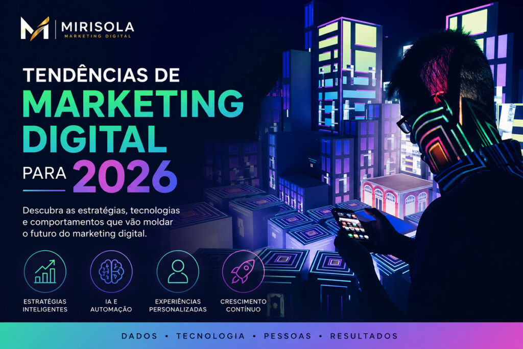 Especialista da Mirisola Marketing Digital apresentando tendências para 2026